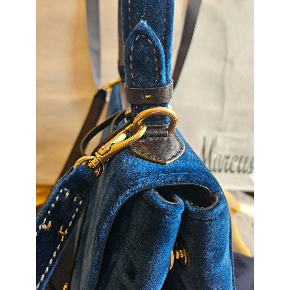 Ralph Lauren Tiffin 33 Velvet Top-Handle Bag, Prussian Blue, NWT - Picture 8 of 16
